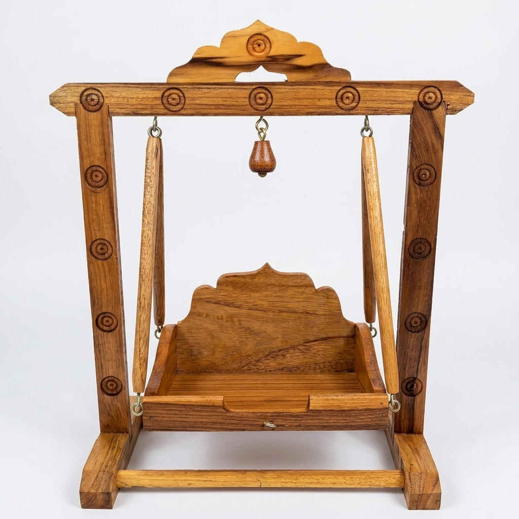 Jhula for Ladoo Gopal - Wooden Swing - Laddu Gopal Size - ( 0 to 2 )