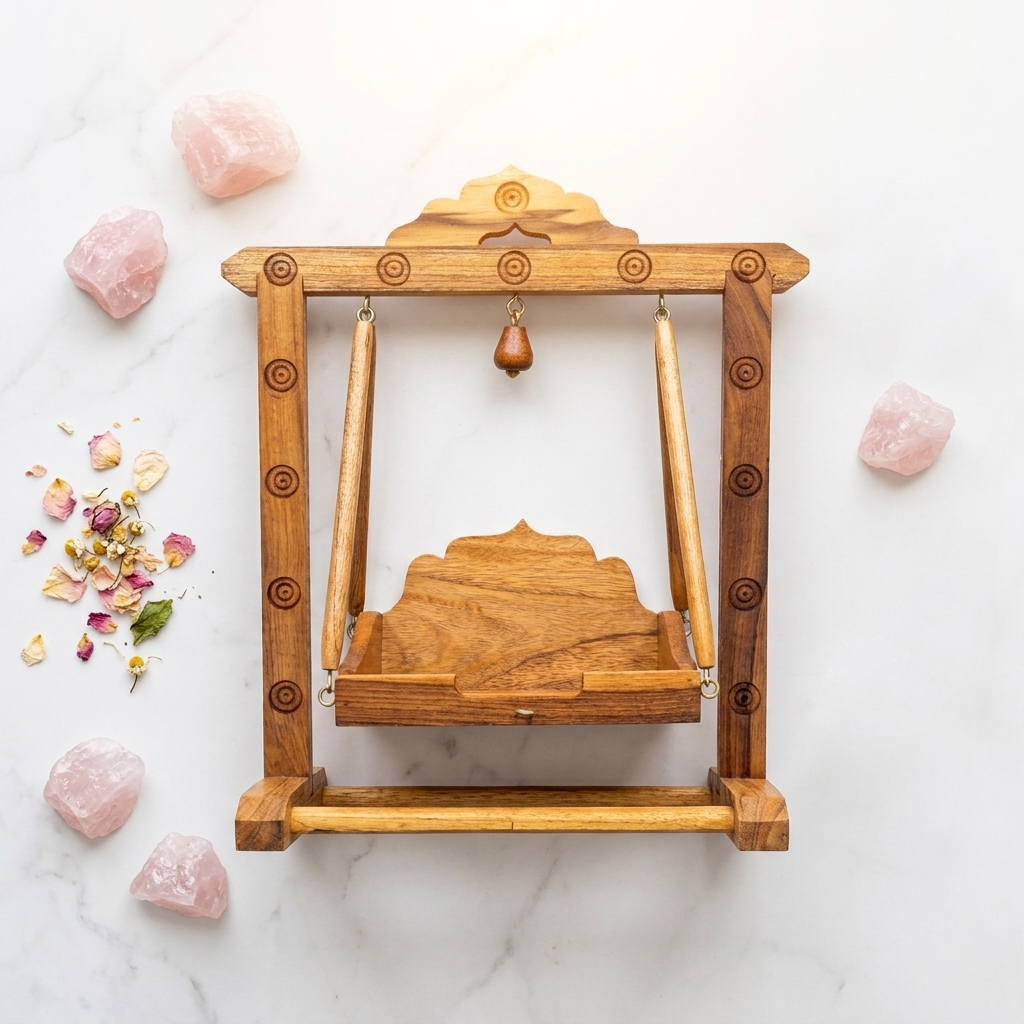 Jhula for Ladoo Gopal - Wooden Swing - Laddu Gopal Size - ( 0 to 2 )