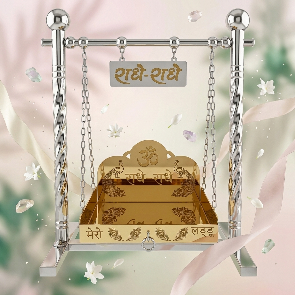 Jhula for Ladoo Gopal - Steel Swing -  Laddu Gopal Size - ( 0 to 7 )