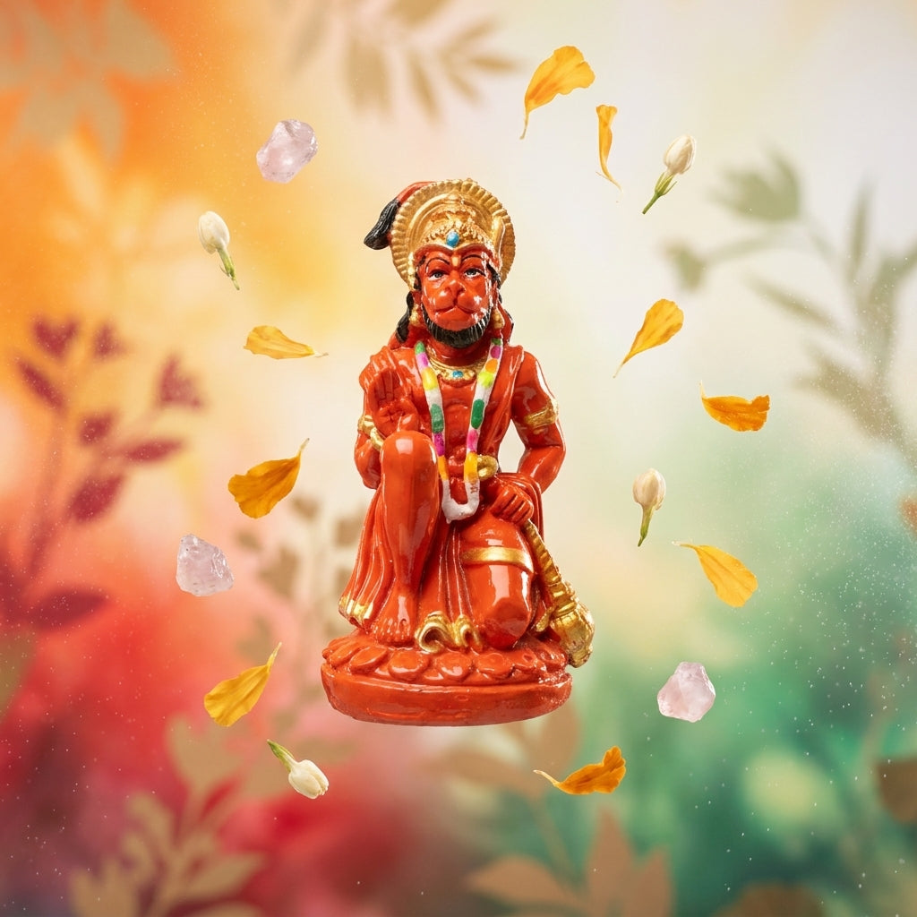 Hanuman Orange Polyfiber Idol 4 Inch
