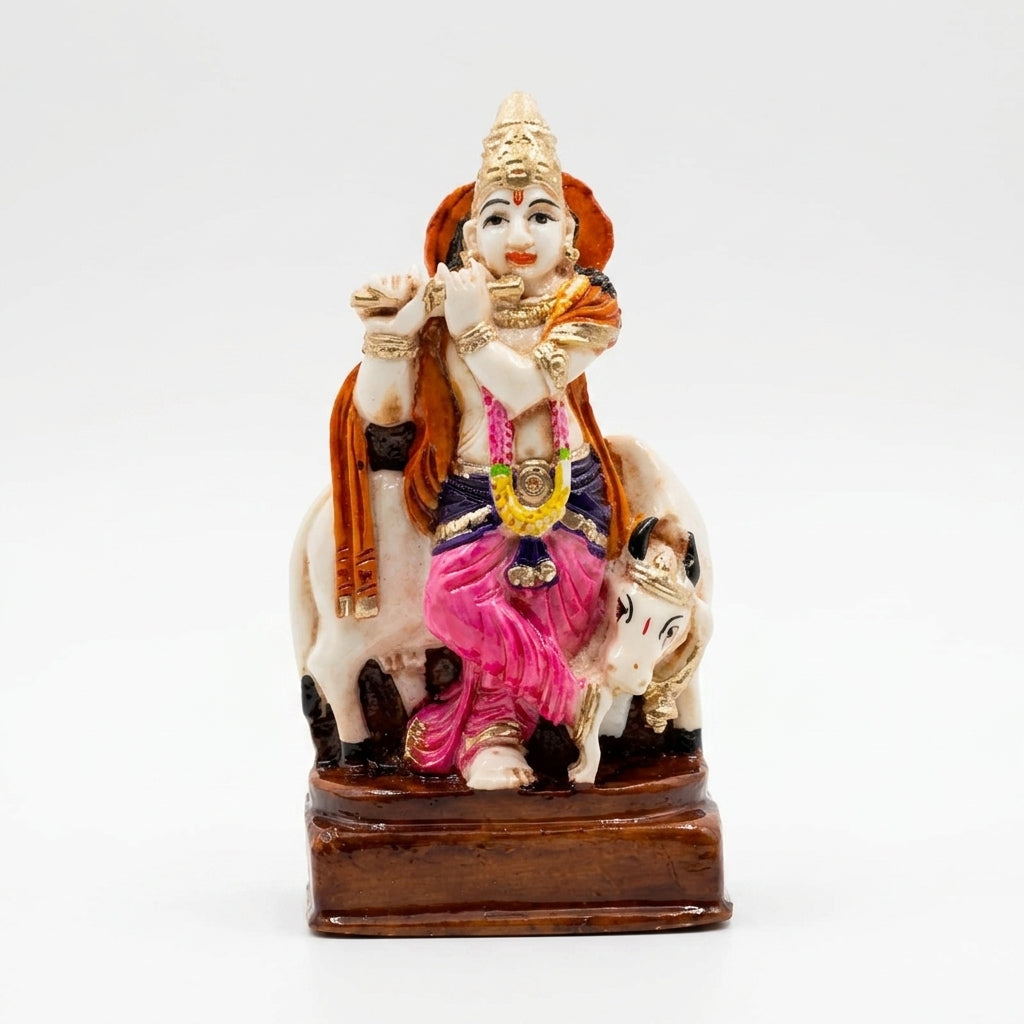 Krishna with Cow Idol - Polyfiber