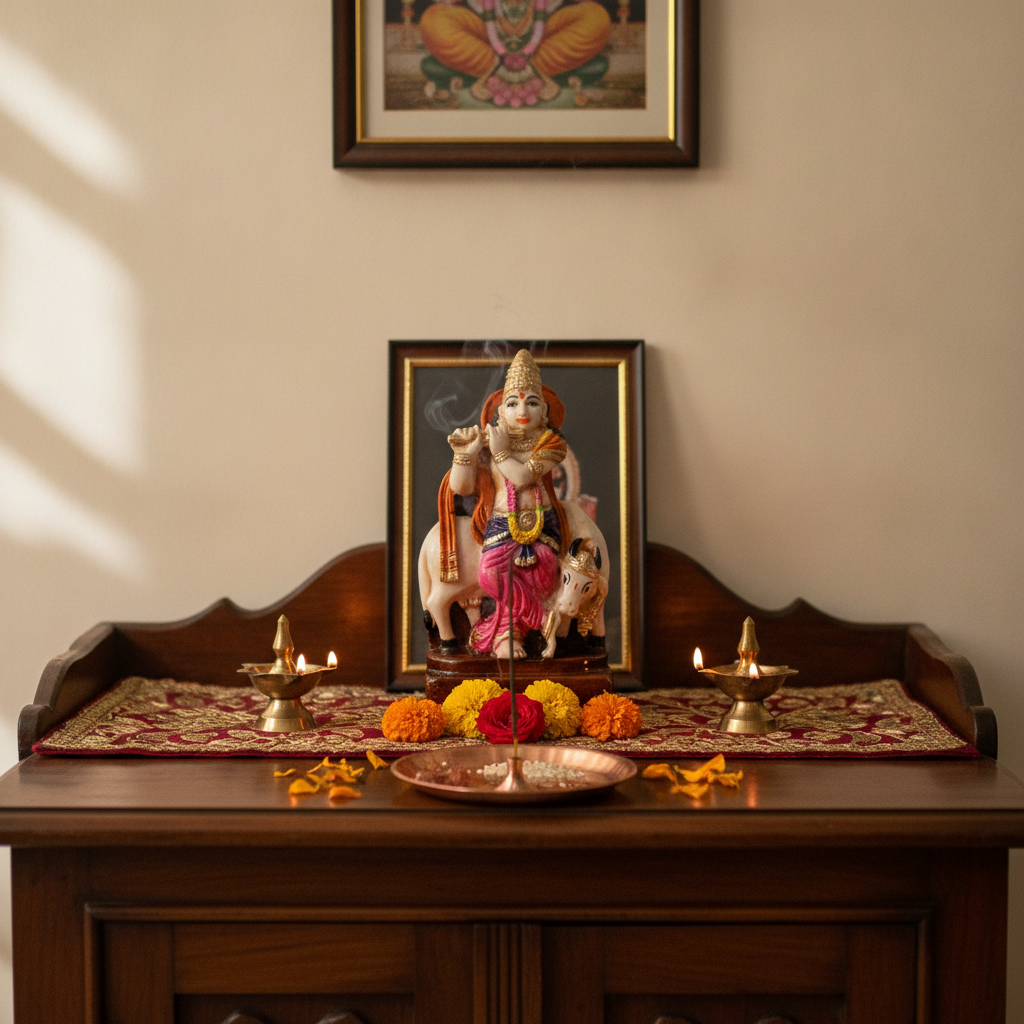 Krishna with Cow Idol - Polyfiber