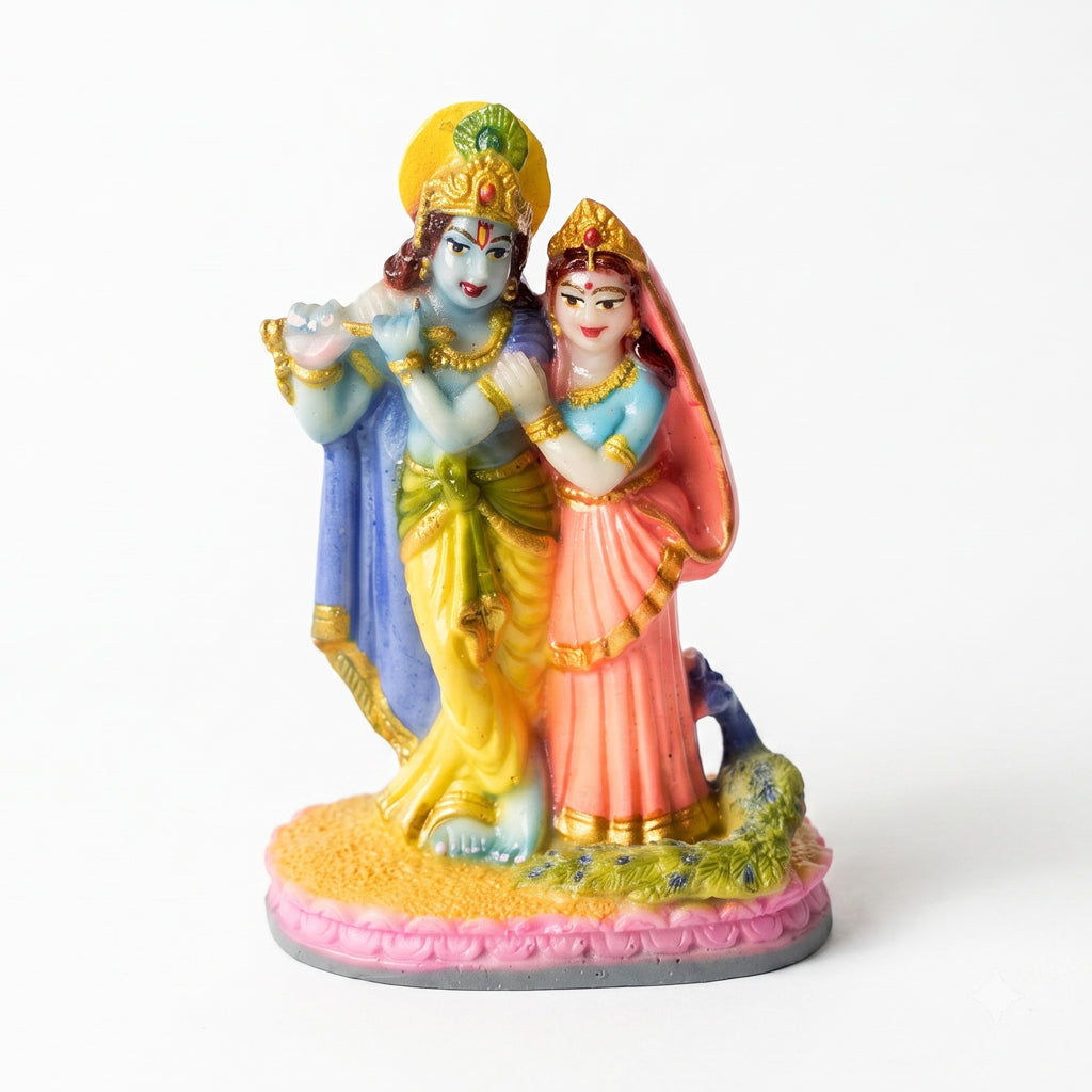 Radha Krishna With Peacock ( 4 inch )