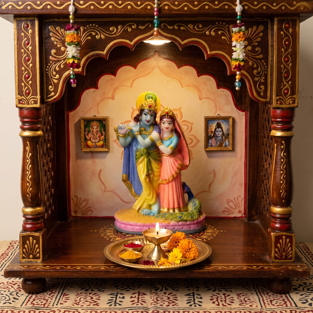 Radha Krishna With Peacock ( 4 inch )