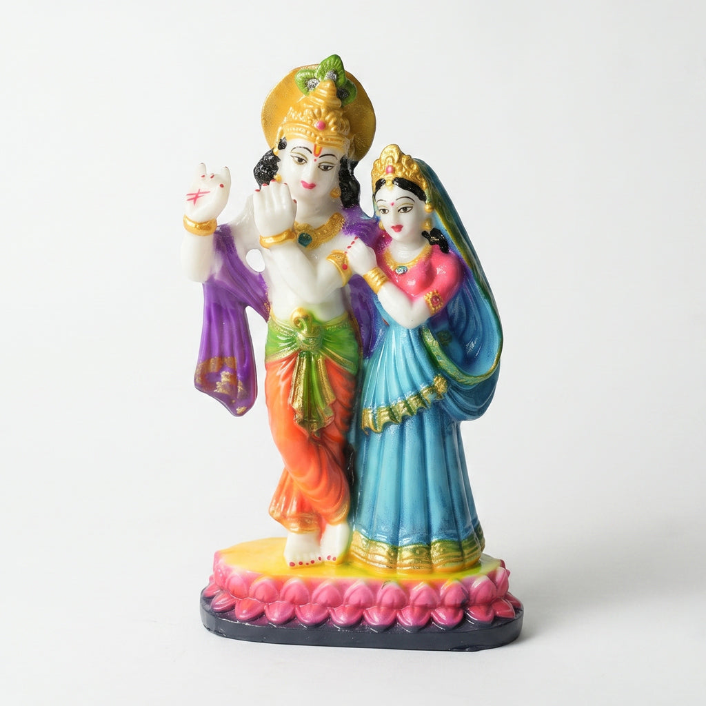 Radha Krishna Standing on Lotus