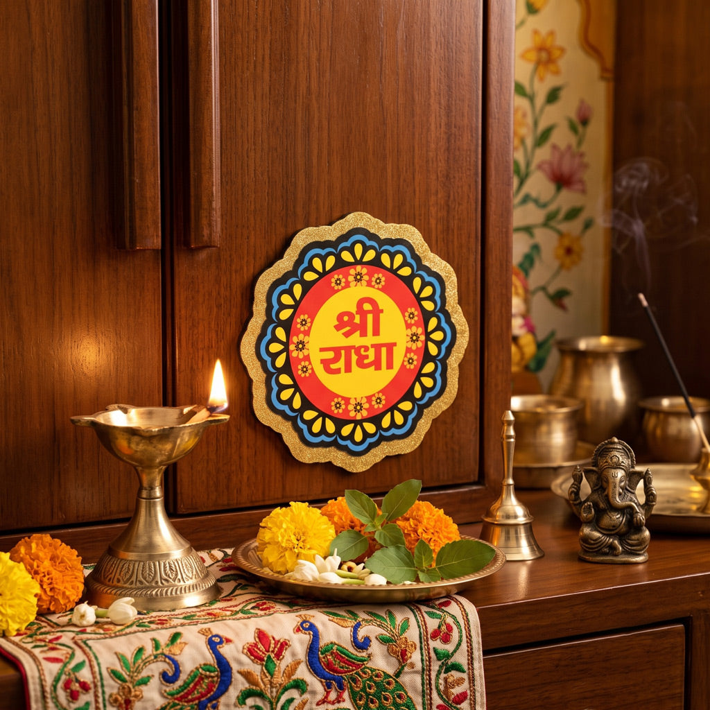 Patti MDF Shri Radha Gol Hindi ( 4X4 ) inch
