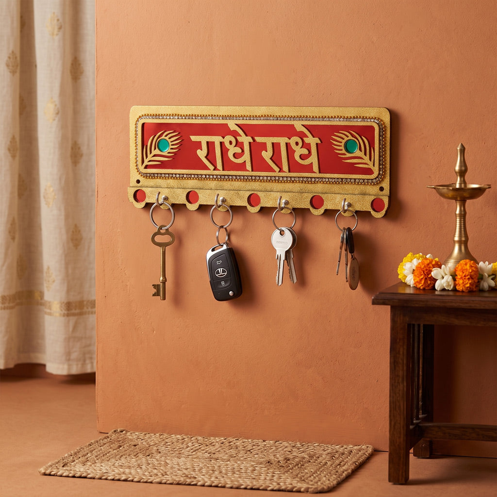 Key Holder MDF Stone Radhe ( 3.5 X 10 ) inch