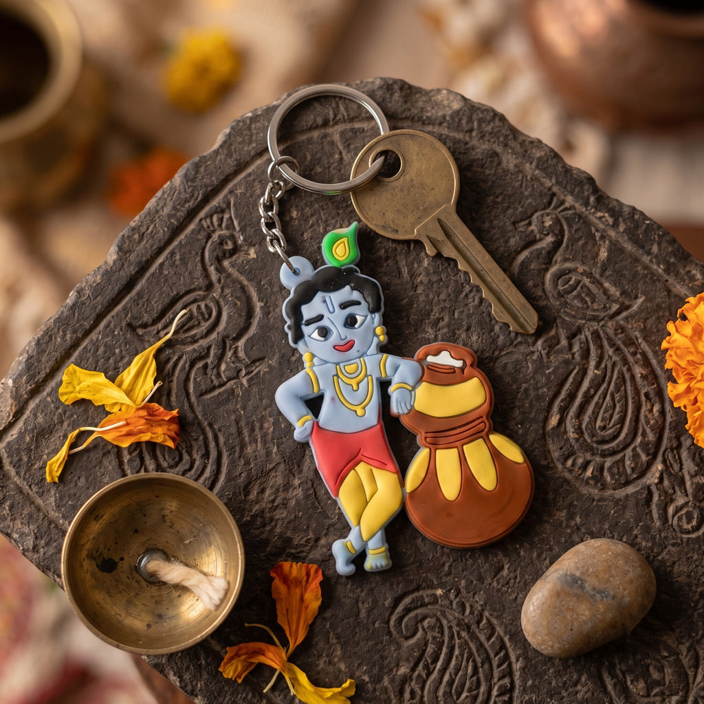 Keychain Krishna Blue ( Rubber )
