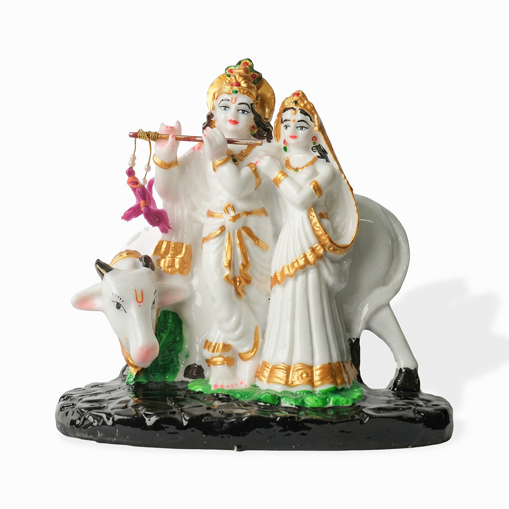 Krishna Radha Cow White ( 7 inch )