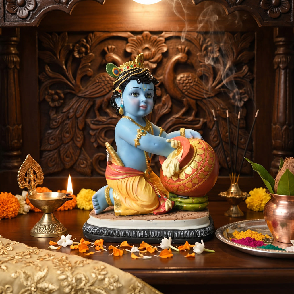 Big Baby Krishna (Turban)-Polyfiber-(7.5X5.5)