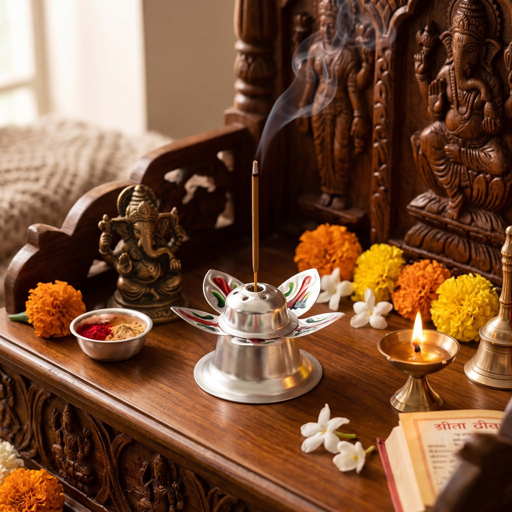 Agarbatti Stand Leaf Meena Incense Holder