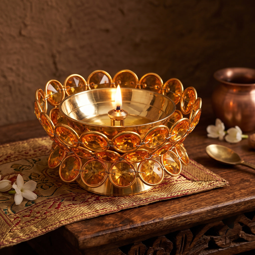 Diya 594/2 Crystal Bowl Double Orange