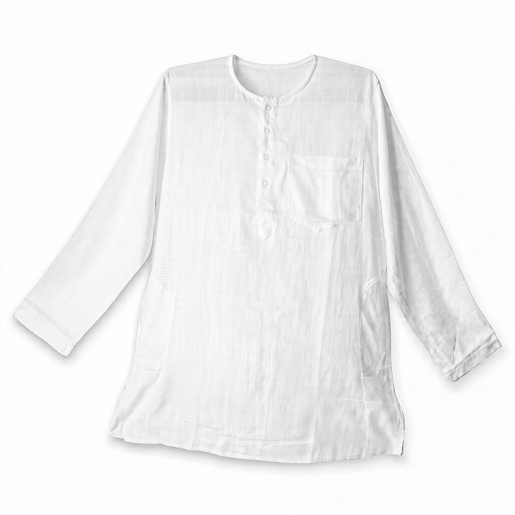 White Cotton Kurta Full Sleeve ( 36/S )