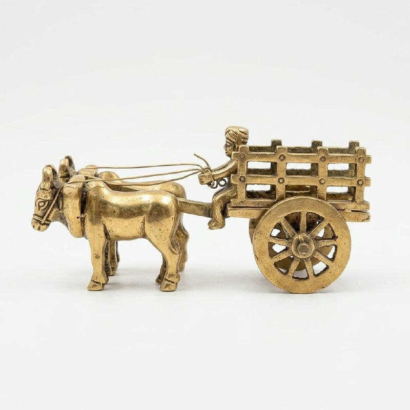 Brass Bail Gadi (Ox Cart) Miniature Figurine