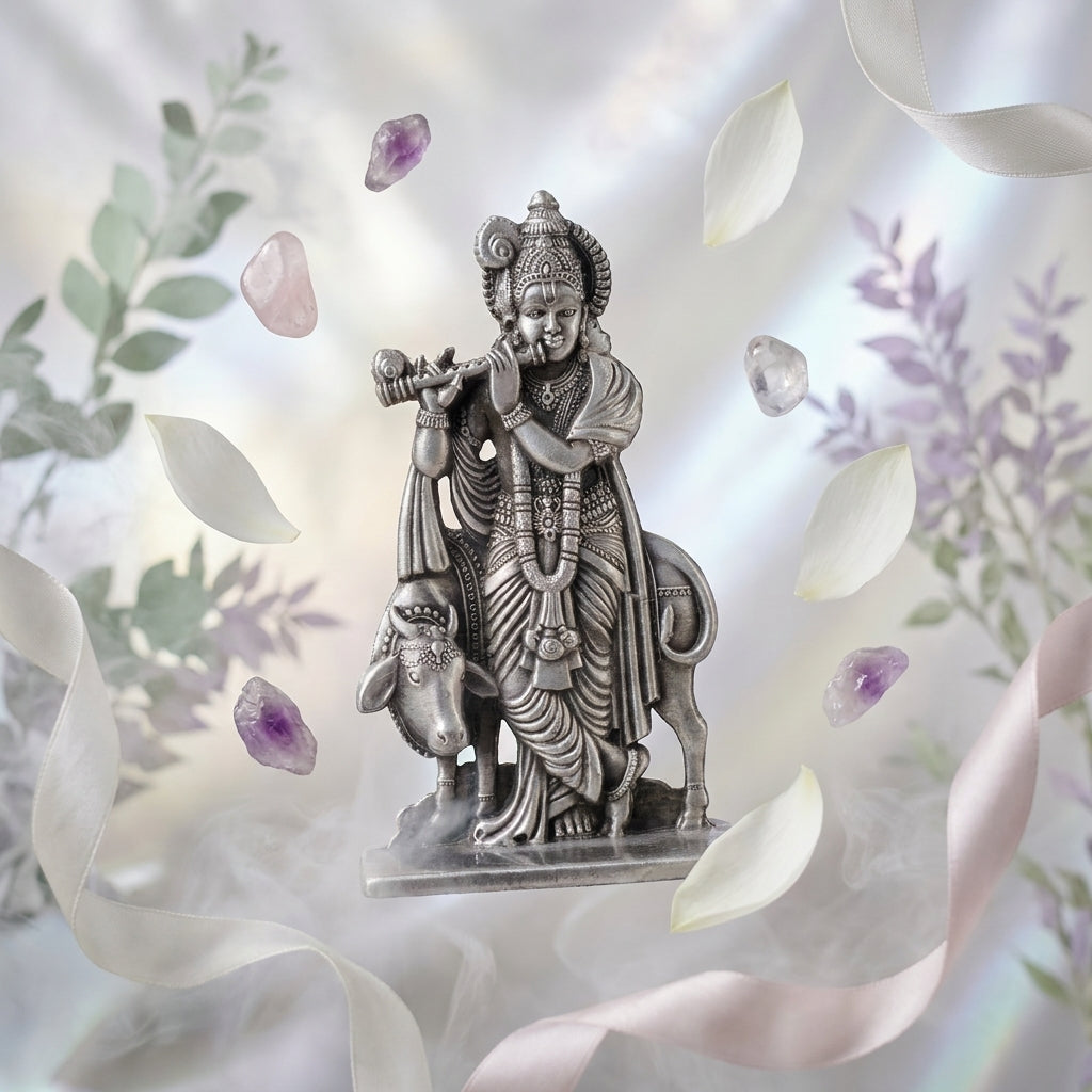 GOD STAND CAR DASHBOARD 143 COW KRISHNA 4 INCH JK