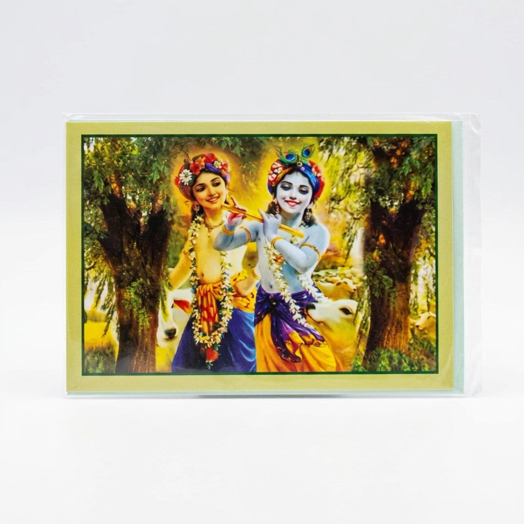 LR Krishna-Balaram Spiritual Greeting Card KB 209, 5x7 Inches