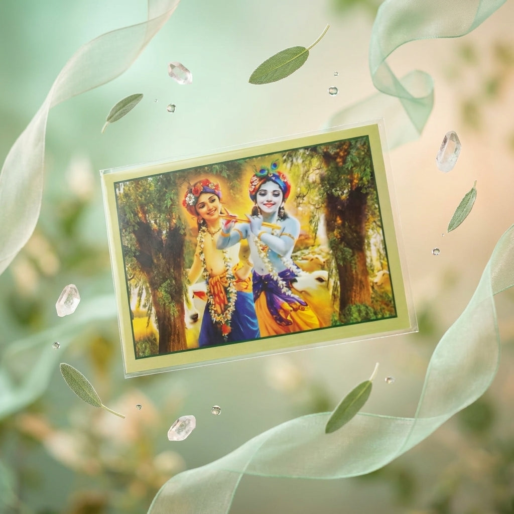 LR Krishna-Balaram Spiritual Greeting Card KB 209, 5x7 Inches
