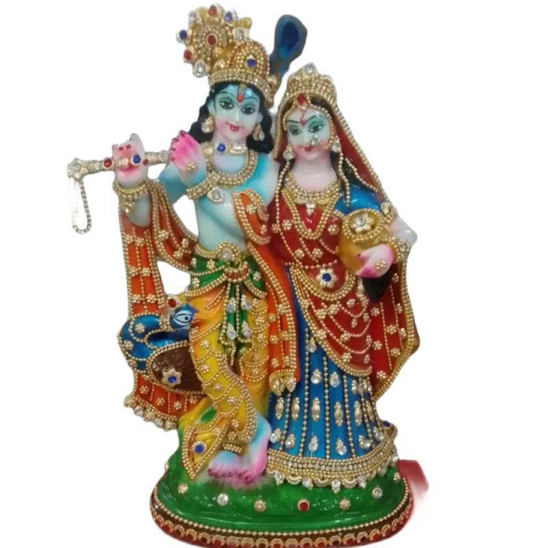 RADHA KRISHNA CABINET BOX WITH PEACOCK 10 INCH
