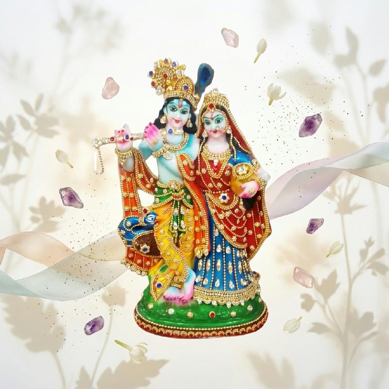 RADHA KRISHNA CABINET BOX WITH PEACOCK 10 INCH