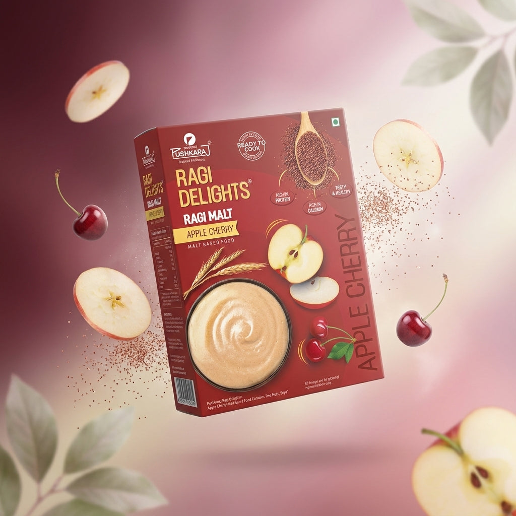 Nachani Satva: Sprouted Ragi Malt with Apple & Cherry