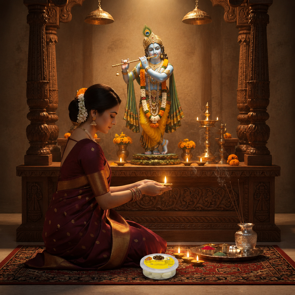 Cow Ghee Golden Ready Diya Wicks (Pack of 30)