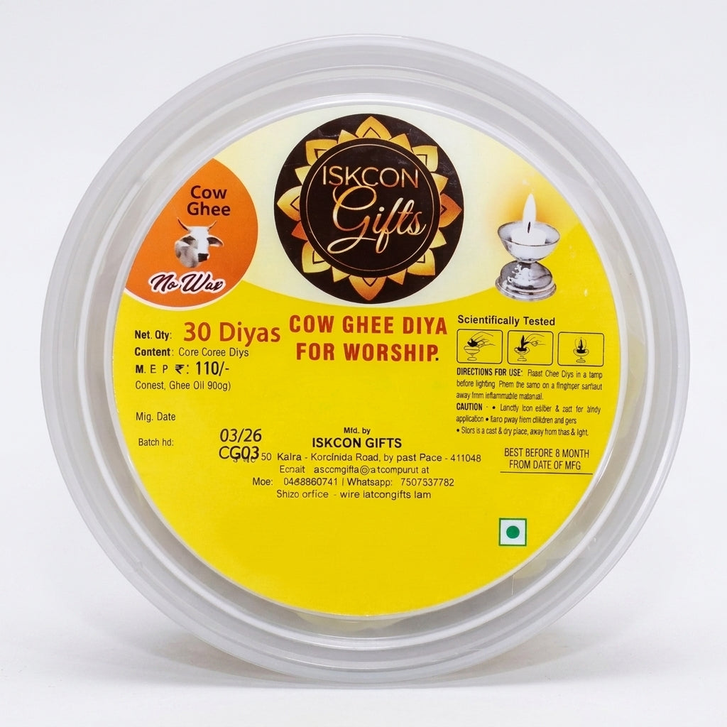 Cow Ghee Golden Ready Diya Wicks (Pack of 30)