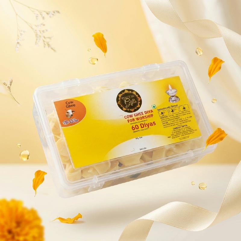Cow Ghee Ready Diya Wicks (Pack of 60)