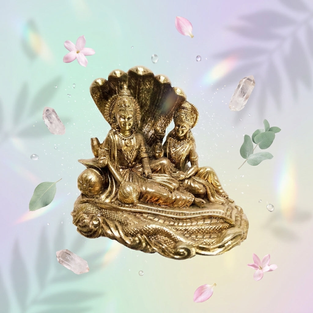 Vishnu Lakshmi with Snake Brass Idol